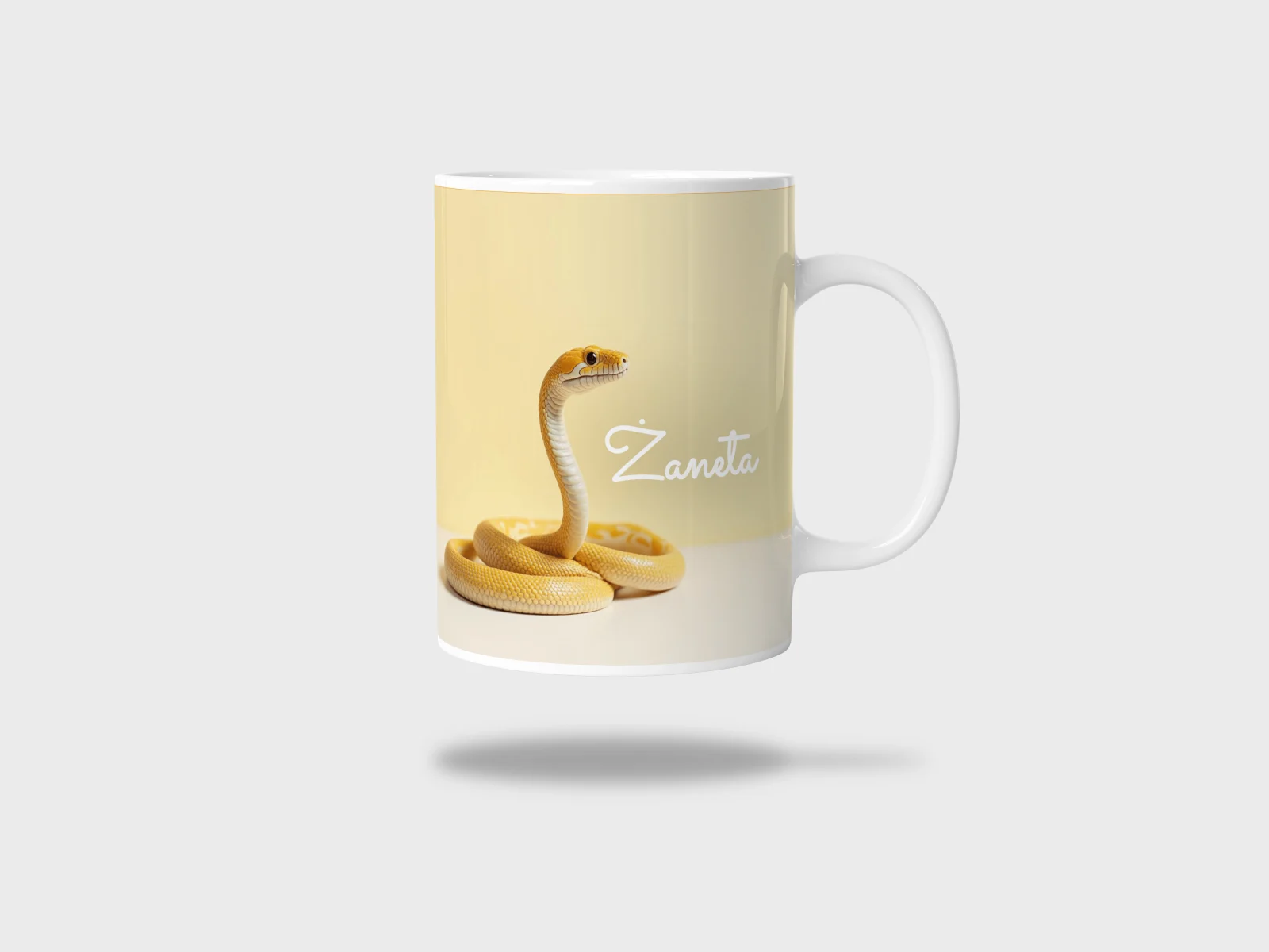 Kubek ceramiczny biały z nadrukiem 330ml WĄŻ