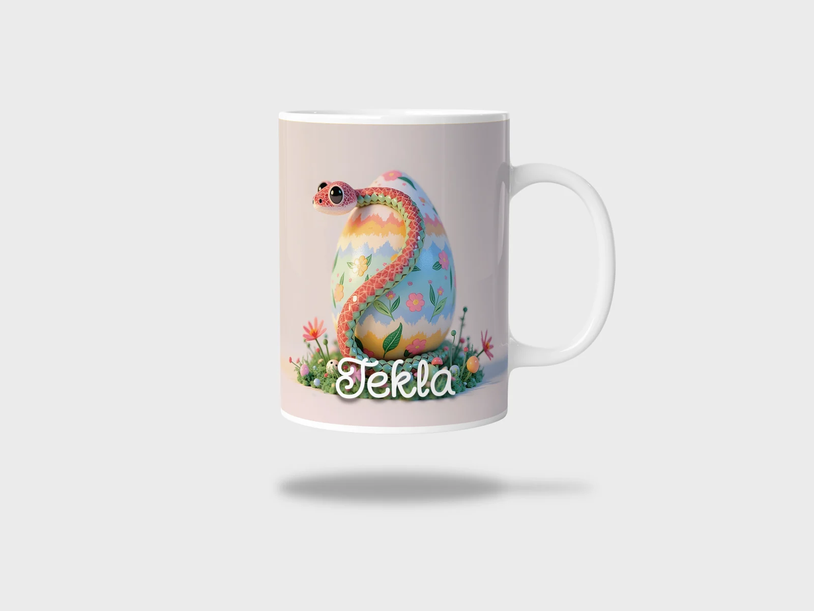 Kubek ceramiczny biały z nadrukiem 330ml WĄŻ