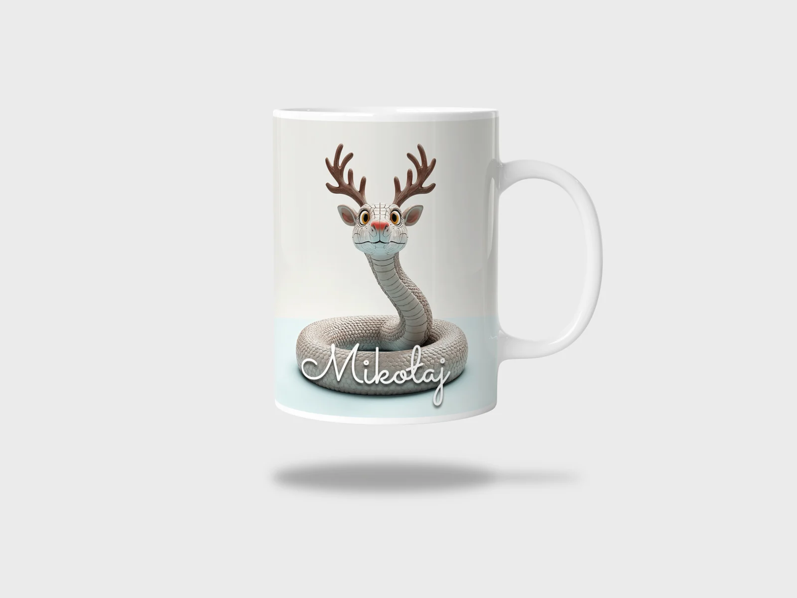 Kubek ceramiczny biały z nadrukiem 330ml WĄŻ