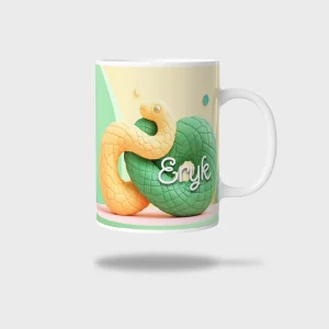 Kubek ceramiczny biały z nadrukiem 330ml WĄŻ