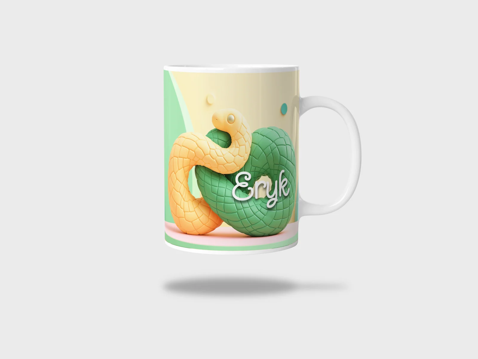 Kubek ceramiczny biały z nadrukiem 330ml WĄŻ