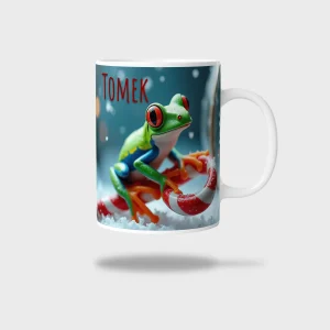 Kubek ceramiczny biały z nadrukiem 330ml ŻABA