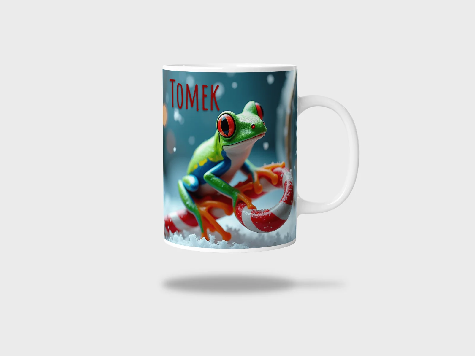 Kubek ceramiczny biały z nadrukiem 330ml ŻABA