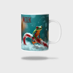Kubek ceramiczny biały z nadrukiem 330ml ŻABA