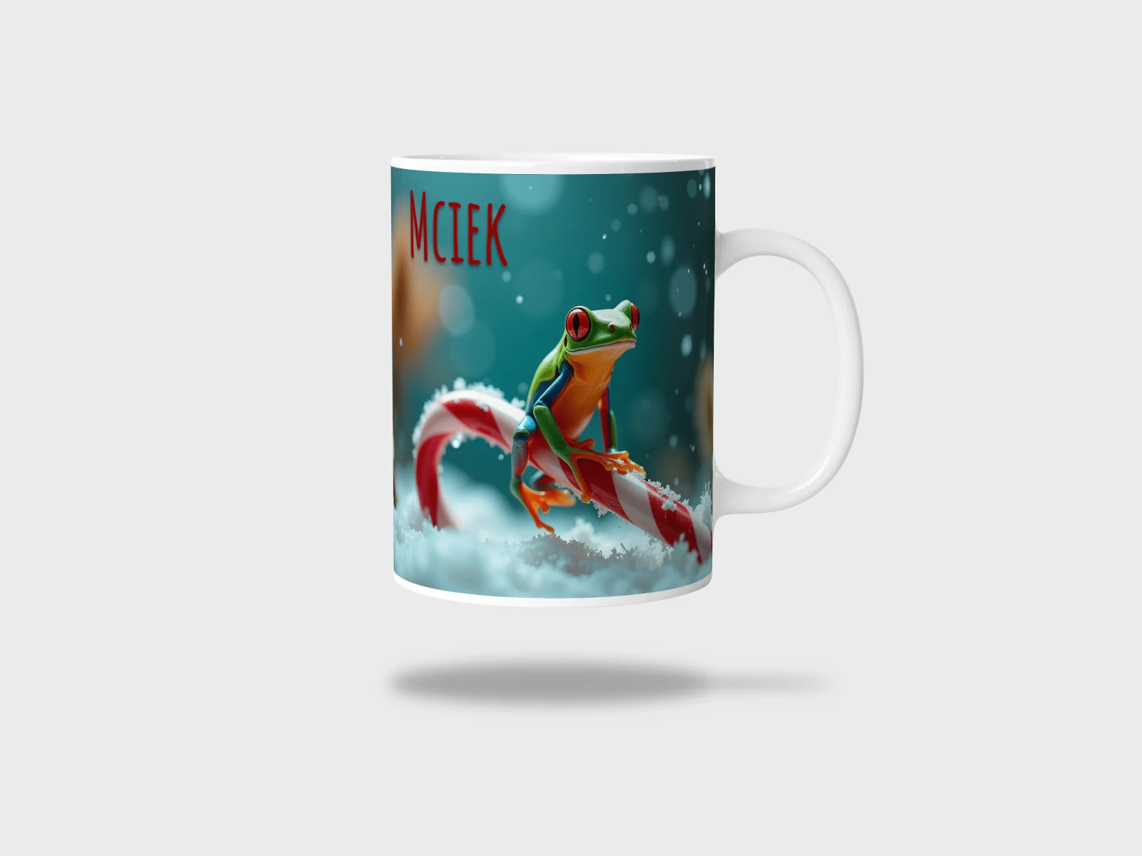 Kubek ceramiczny biały z nadrukiem 330ml ŻABA