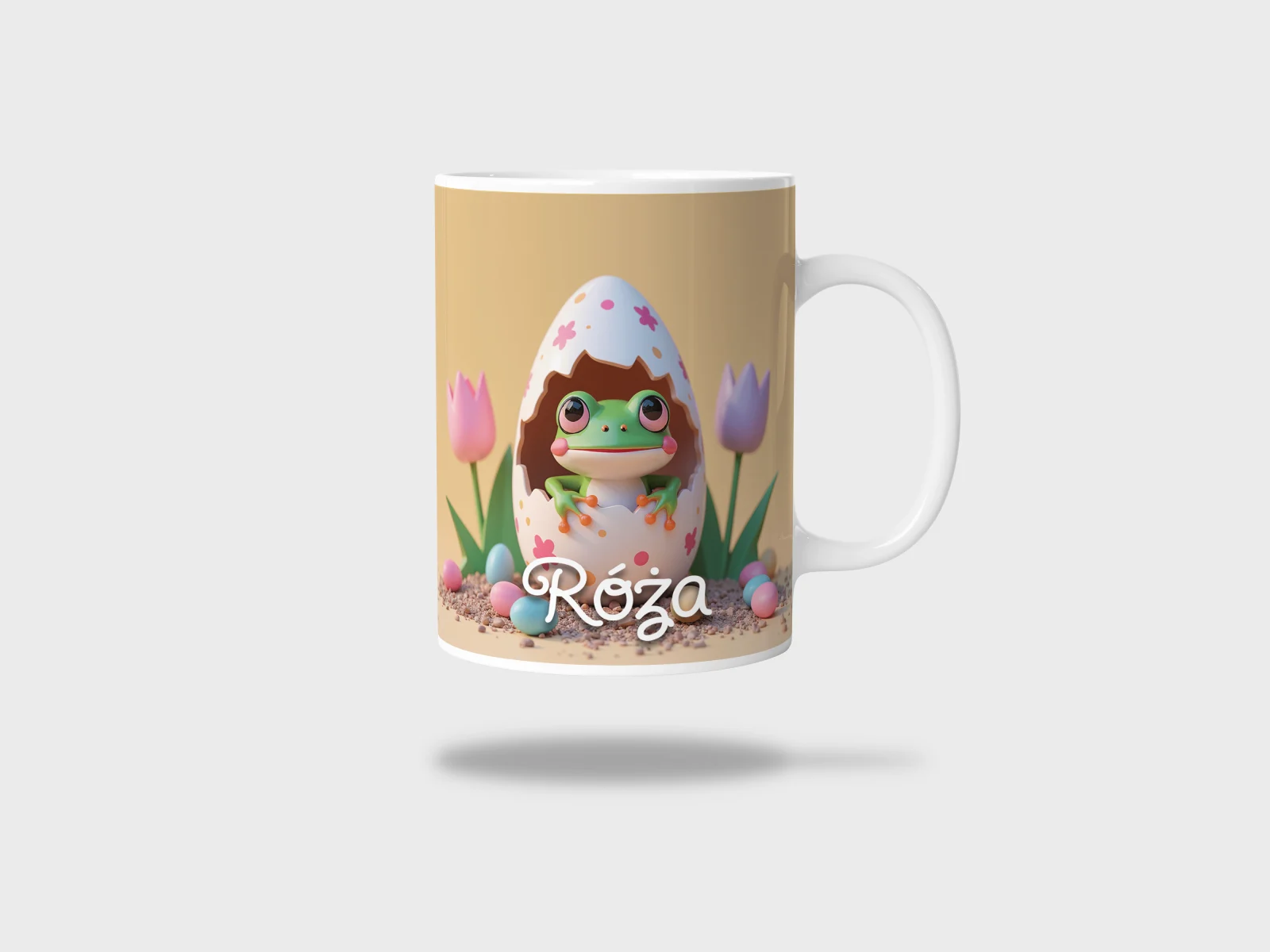 Kubek ceramiczny biały z nadrukiem 330ml ŻABA