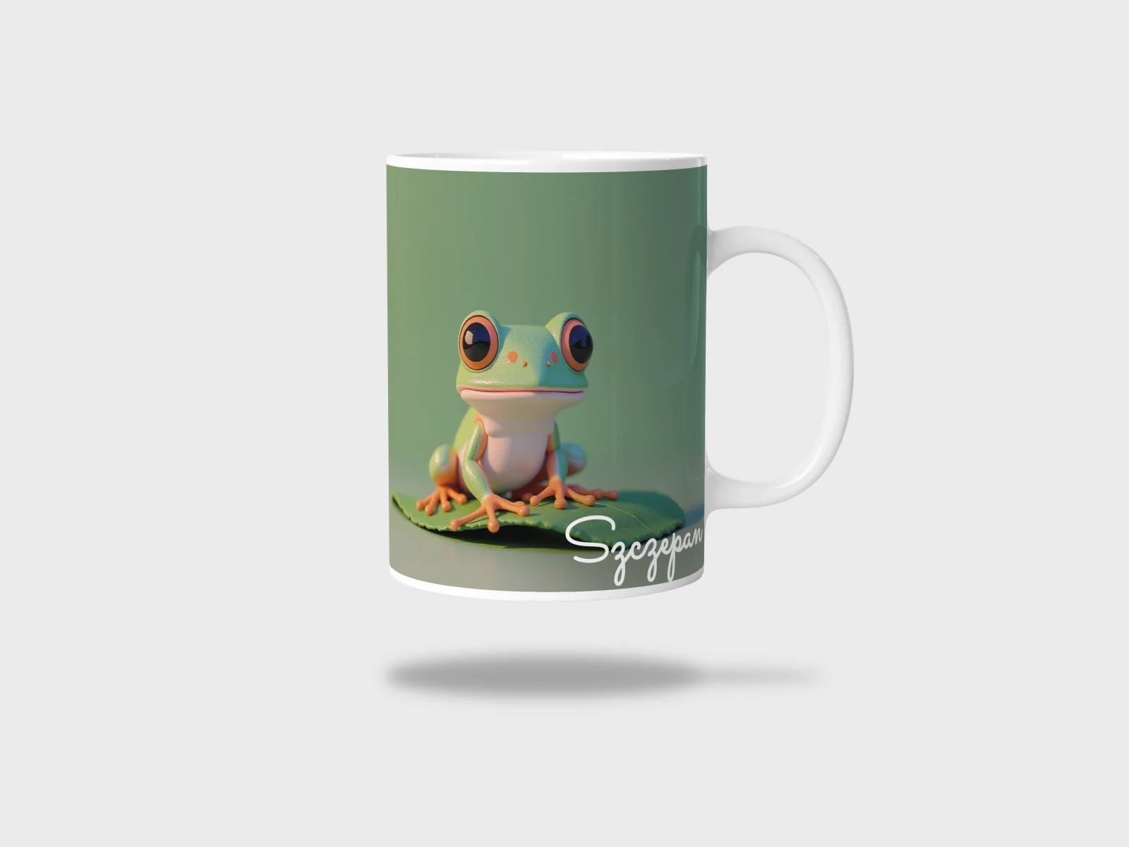 Kubek ceramiczny biały z nadrukiem 330ml ŻABA