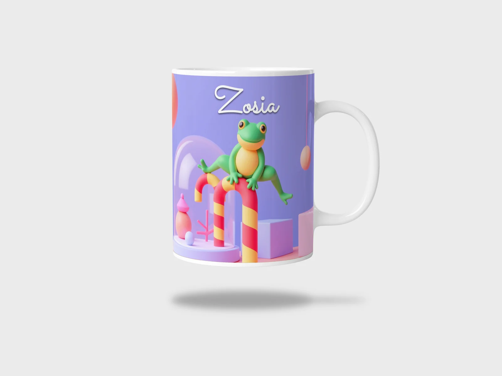 Kubek ceramiczny biały z nadrukiem 330ml ŻABA