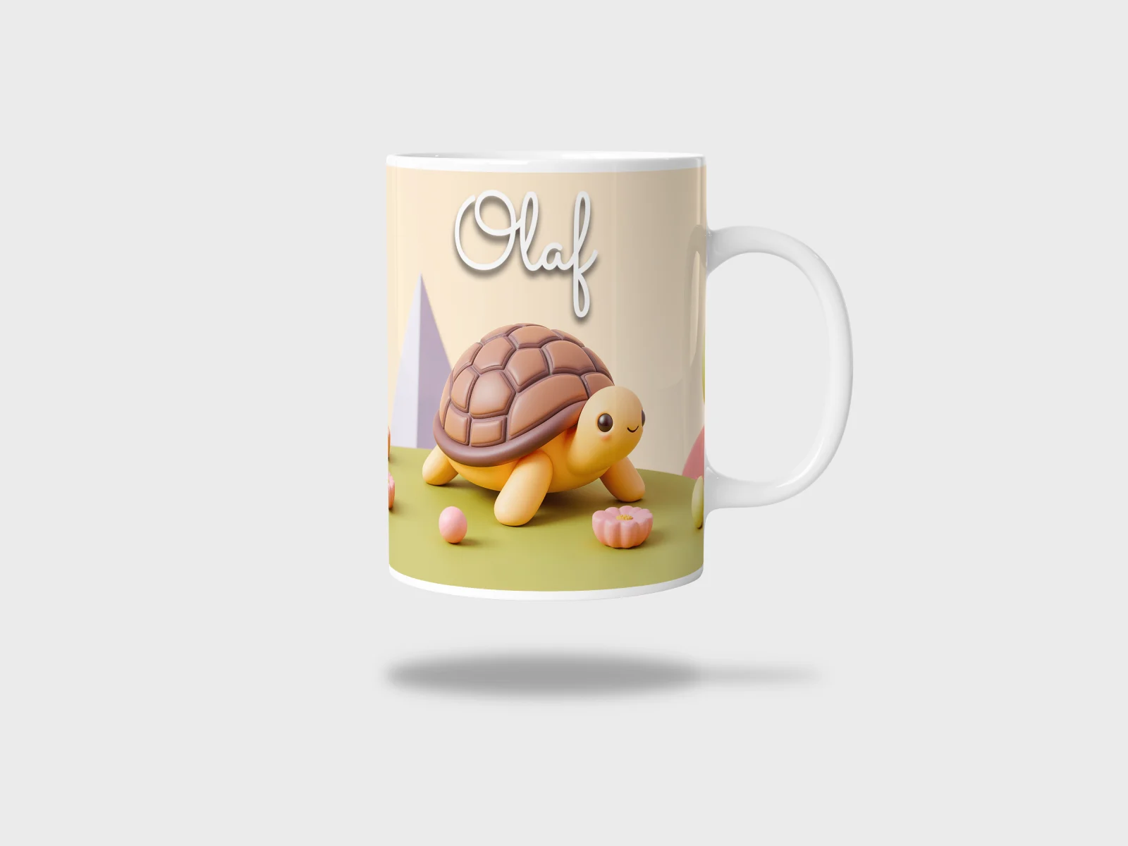 Kubek ceramiczny biały z nadrukiem 330ml ŻÓŁW