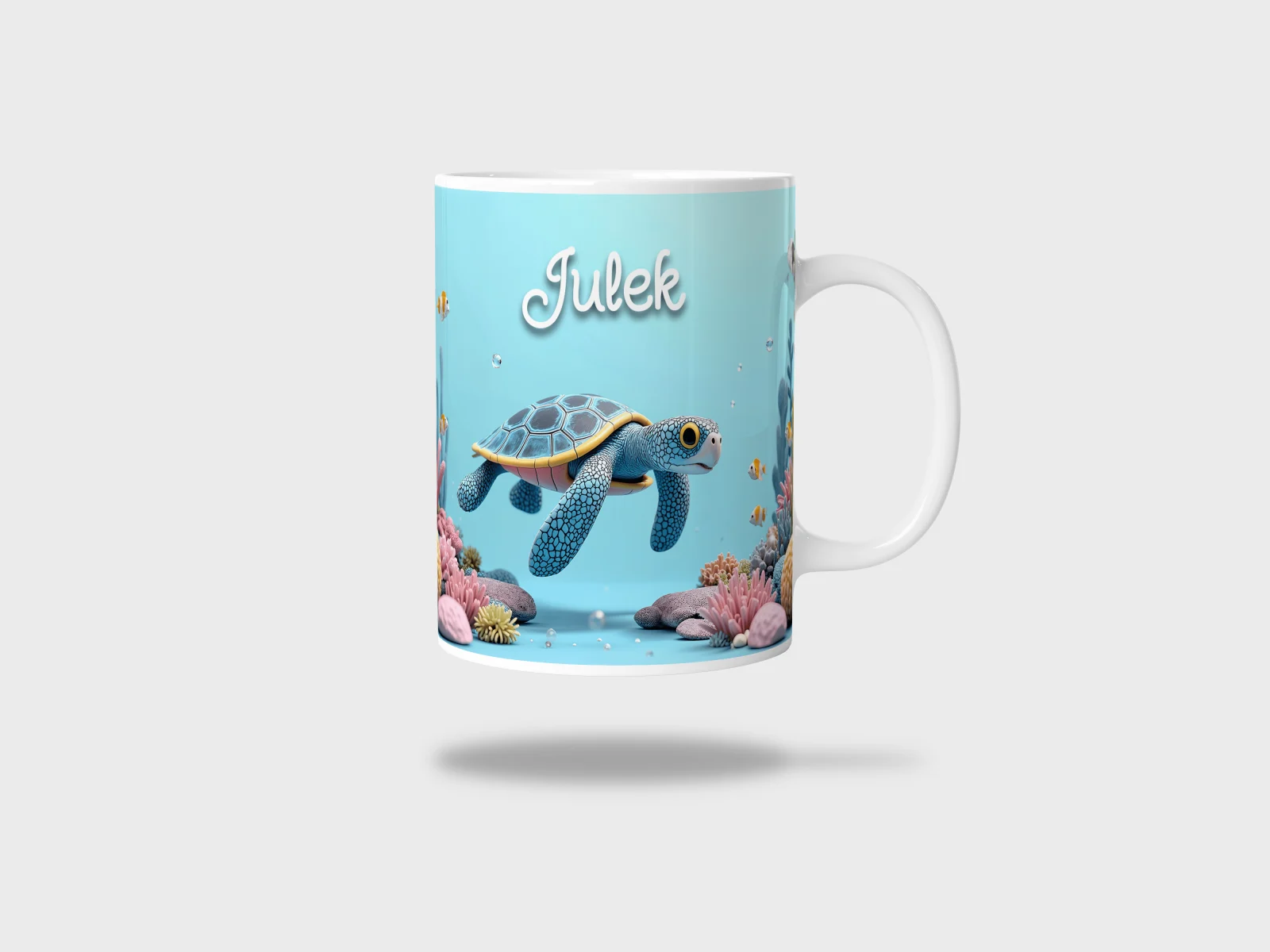 Kubek ceramiczny biały z nadrukiem 330ml ŻÓŁW
