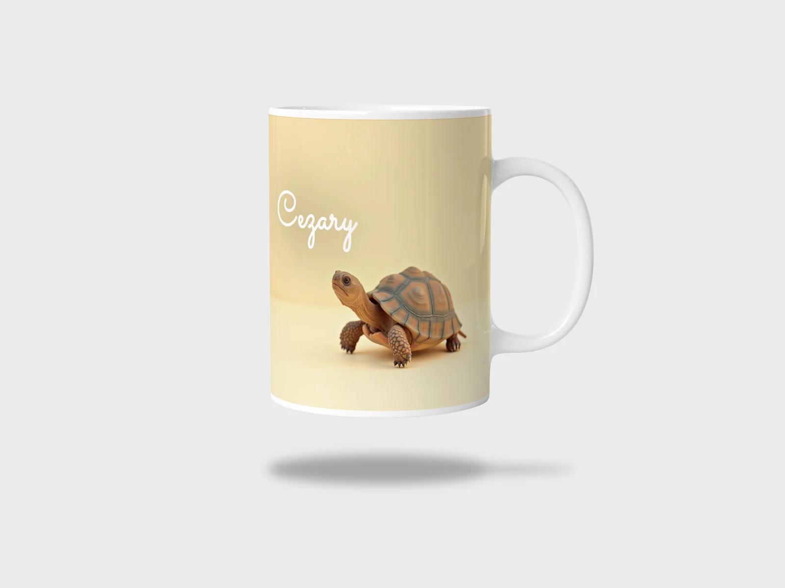 Kubek ceramiczny biały z nadrukiem 330ml ŻÓŁW