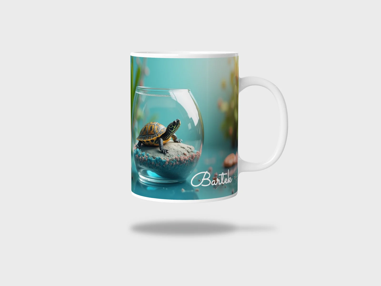 Kubek ceramiczny biały z nadrukiem 330ml ŻÓŁW