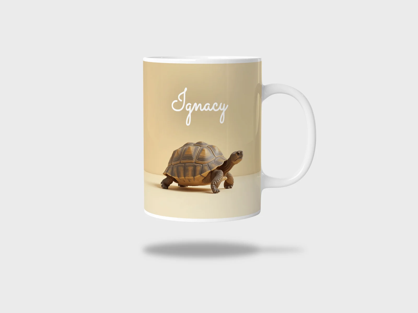 Kubek ceramiczny biały z nadrukiem 330ml ŻÓŁW