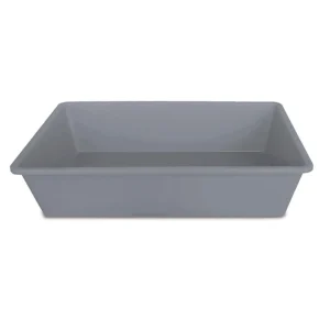 Kuweta otwarta dla kota 50 × 35 × 12 cm – szara, z podwyższonymi brzegami
