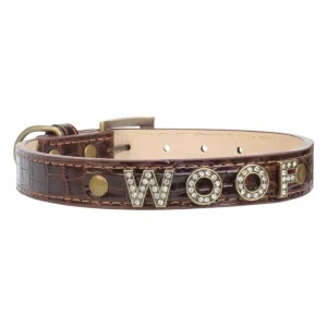 Lolo Pets OBROŻA DLA PSA “WOOF” XS BRĄZOWA