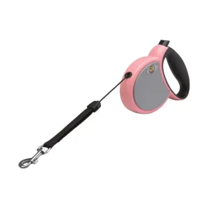 Lolo Pets Smycz automatyczna 4m,15 kg, różowo/szara, rozm.S,sznurek