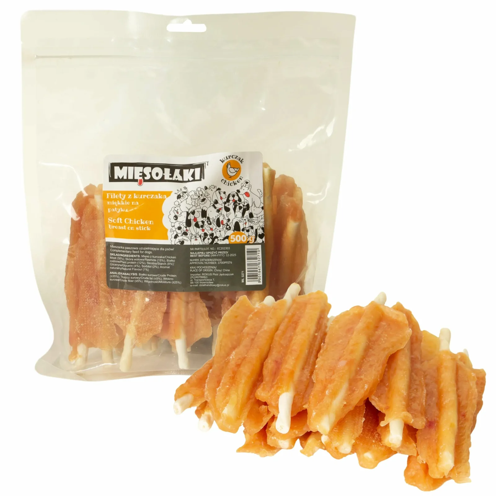 MIĘSOŁAKI Filet z kurczaka miękki na patyku 500g
