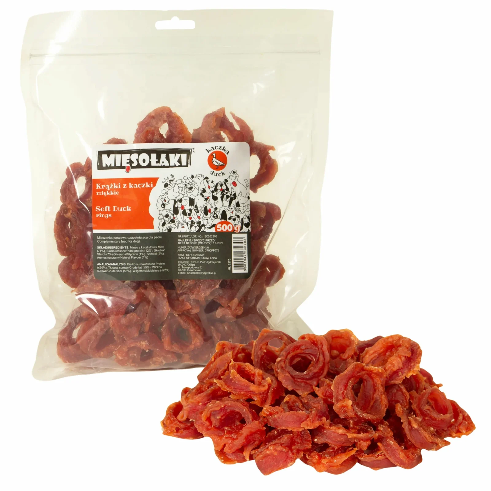 MIĘSOŁAKI Krążki z kaczki miękkie 500g