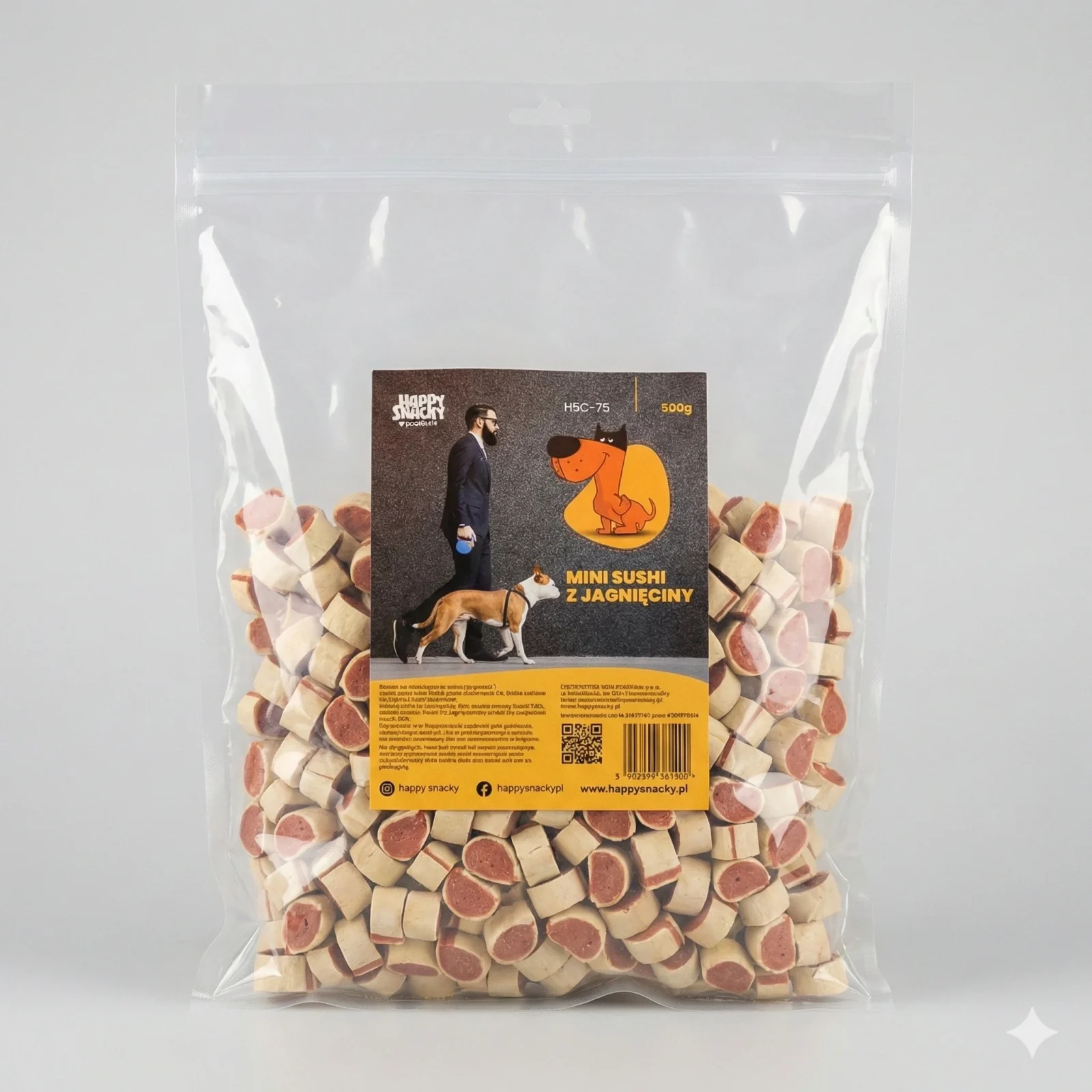 Mini Sushi z Jagnięciny Happy Snacky Przysmak Smaczek dla psa 500g