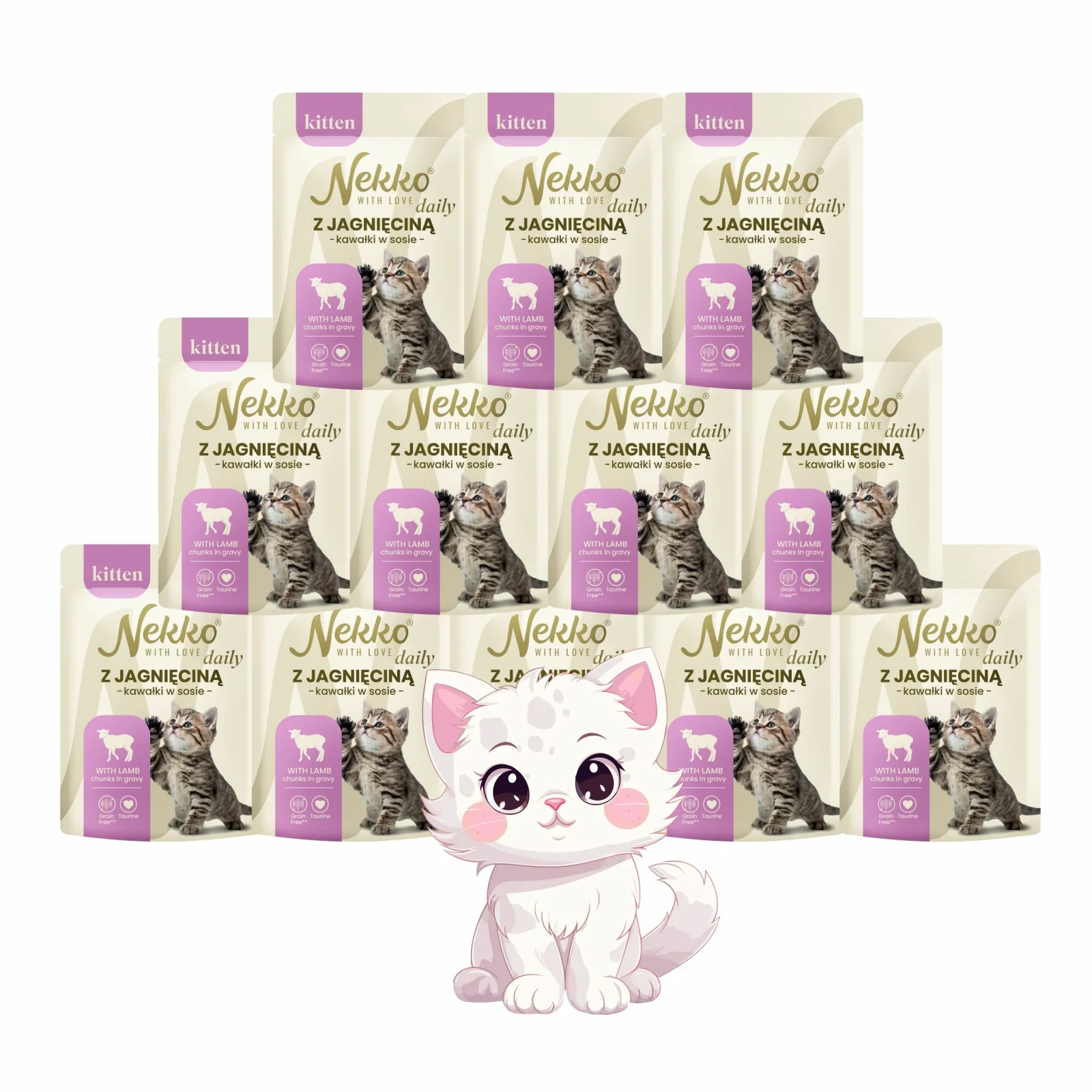Mokra Karma dla kociąt NEKKO DAILY Kitten Jagnięcina w sosie 12x85g