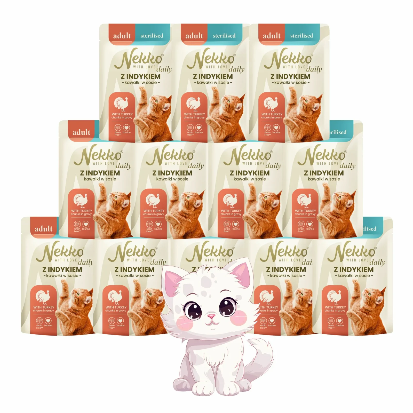 Mokra Karma Dla Kota NEKKO DAILY Adult Sterilised Indyk kawałki w sosie 12x85g