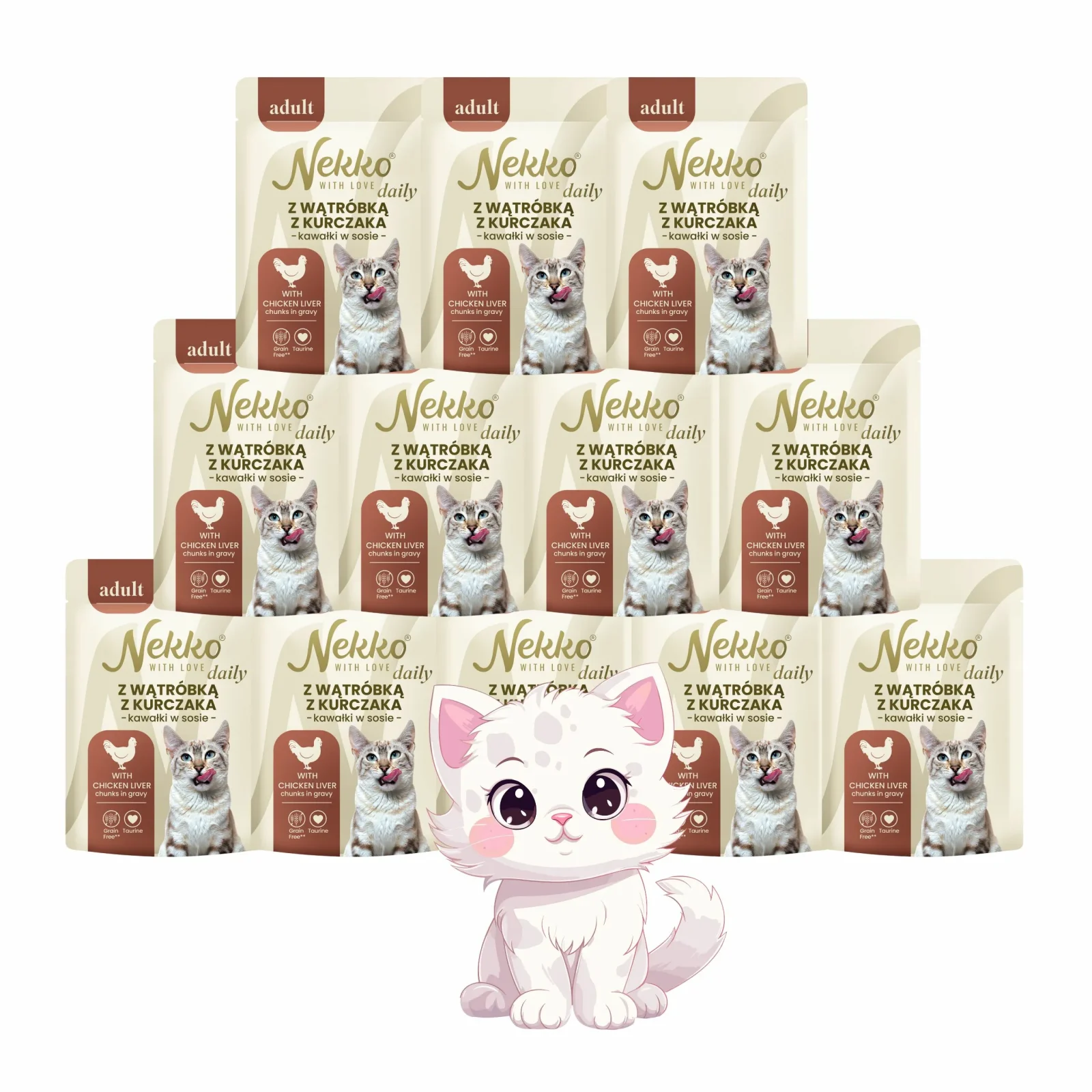 Mokra Karma Dla Kota NEKKO DAILY Adult Wątróbka z kurczaka kawałki w sosie 12x85g