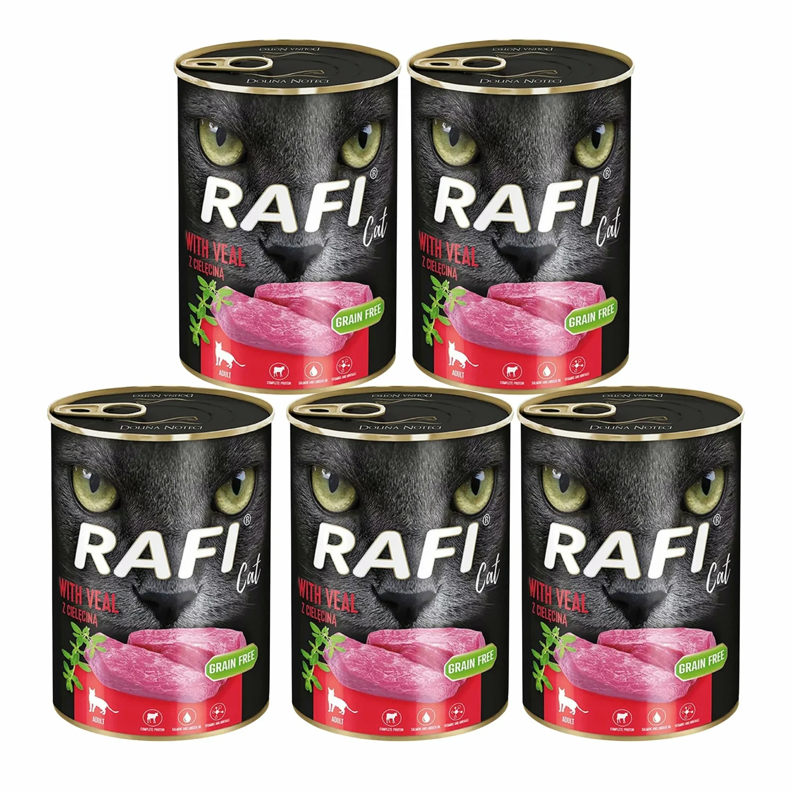 Mokra Karma Dla Kota z Cielęciną Dolina Noteci Rafi Adult Cielęcina 5x400g