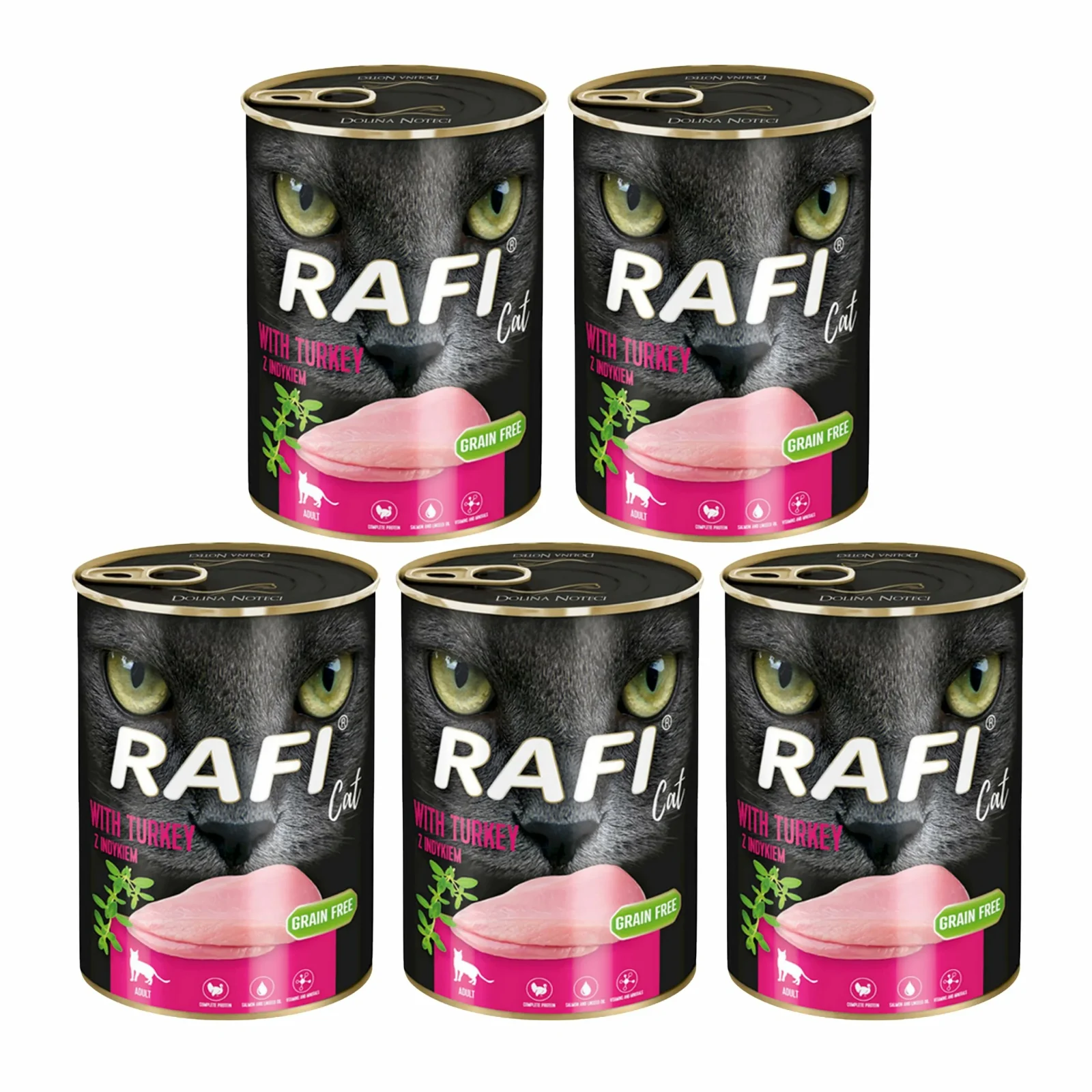 Mokra Karma Dla Kota z Indykiem Dolina Noteci Rafi Cat Adult Indyk 5x400g