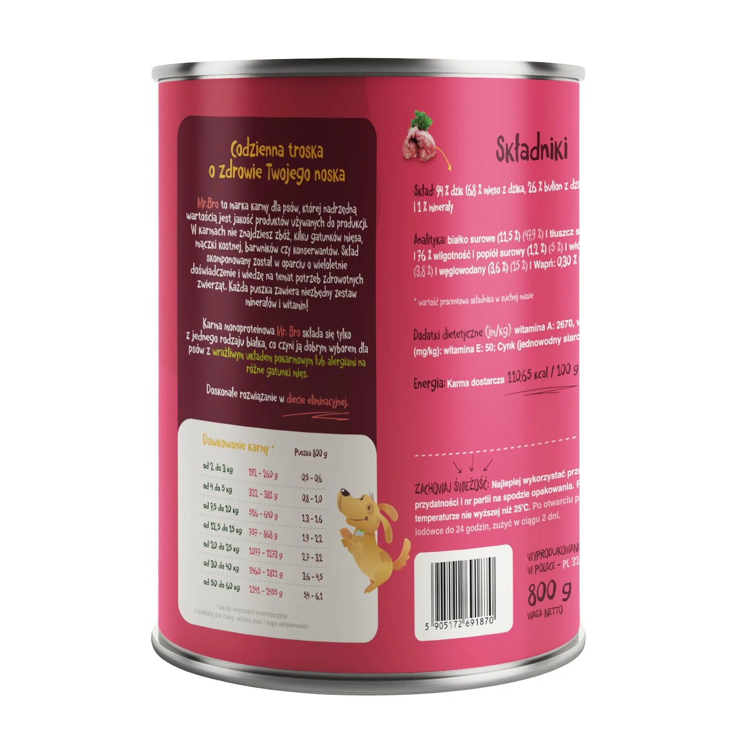 Mr. Bro Dzik z Żurawiną 800g – Monoproteinowa - Image 2