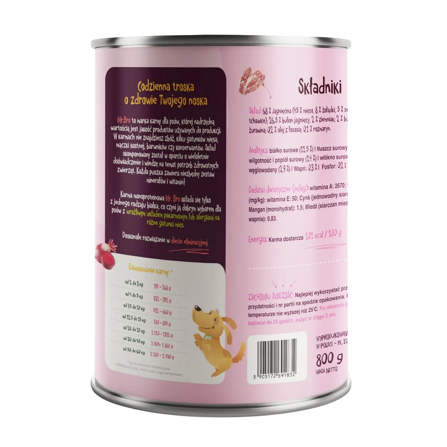 Mr. Bro Jagnięcina z Burakiem 800g – Monoproteinowa - Image 2