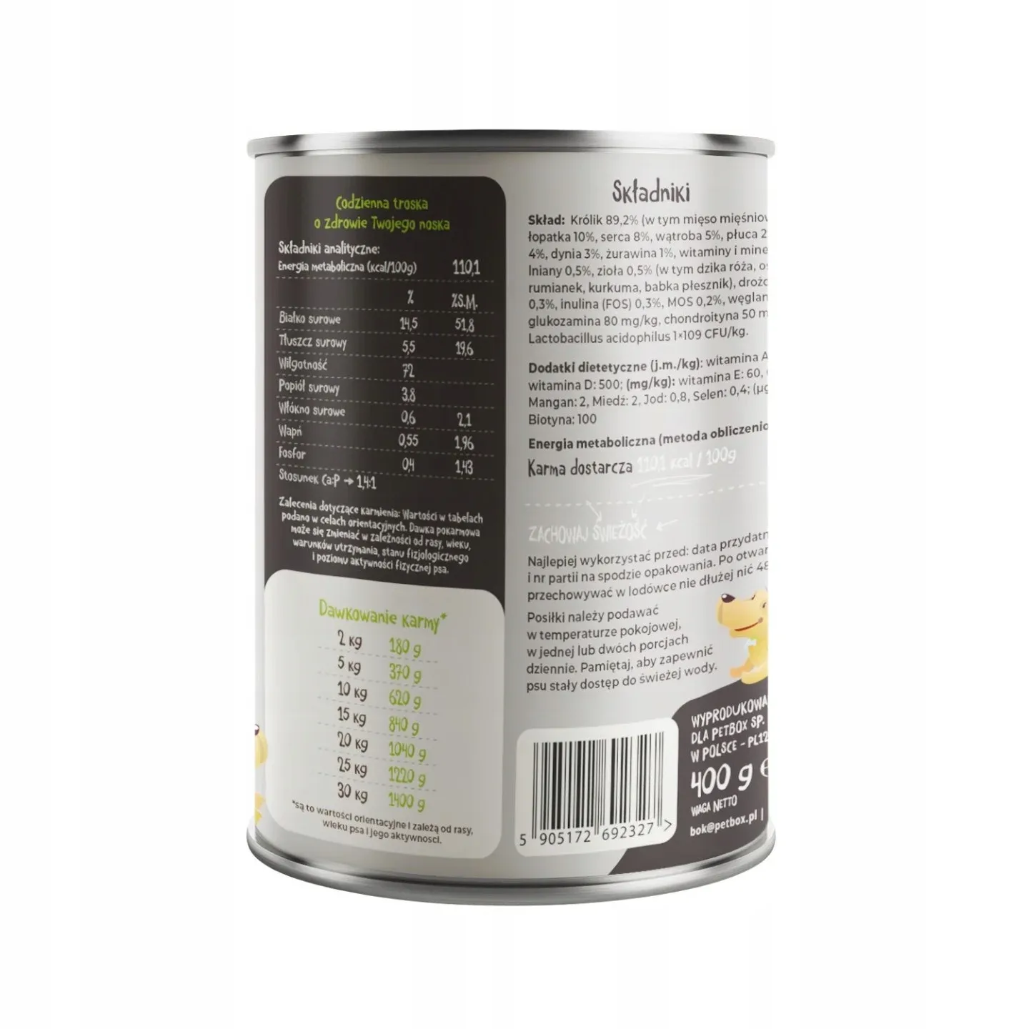 Mr. Bro Królik z Kalarepą – mokra karma dla psów Monoproteinowa 400g - Image 2