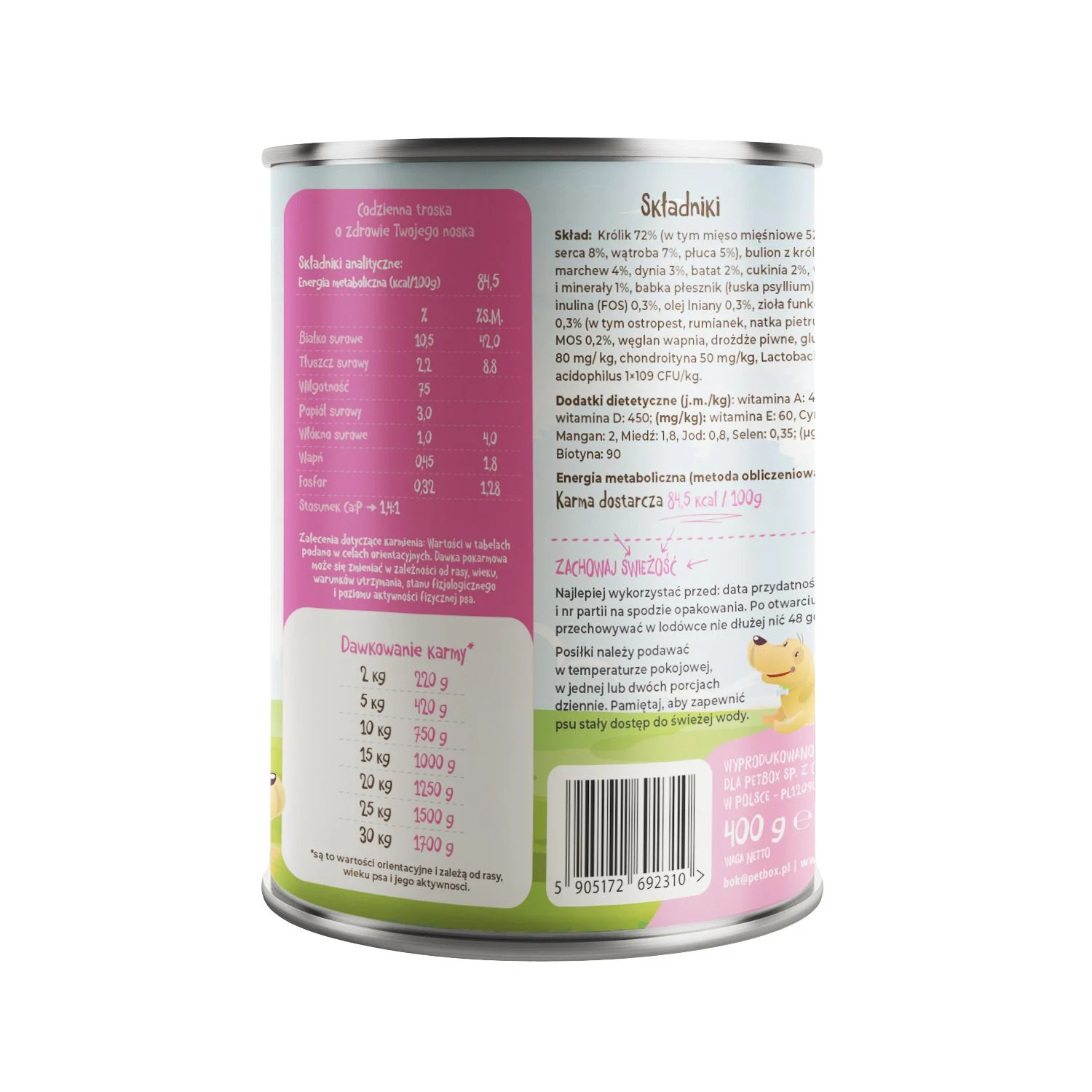 Mr. Bro LIGHT Królik z Marchewką z Prebiotykami 400g - Image 2
