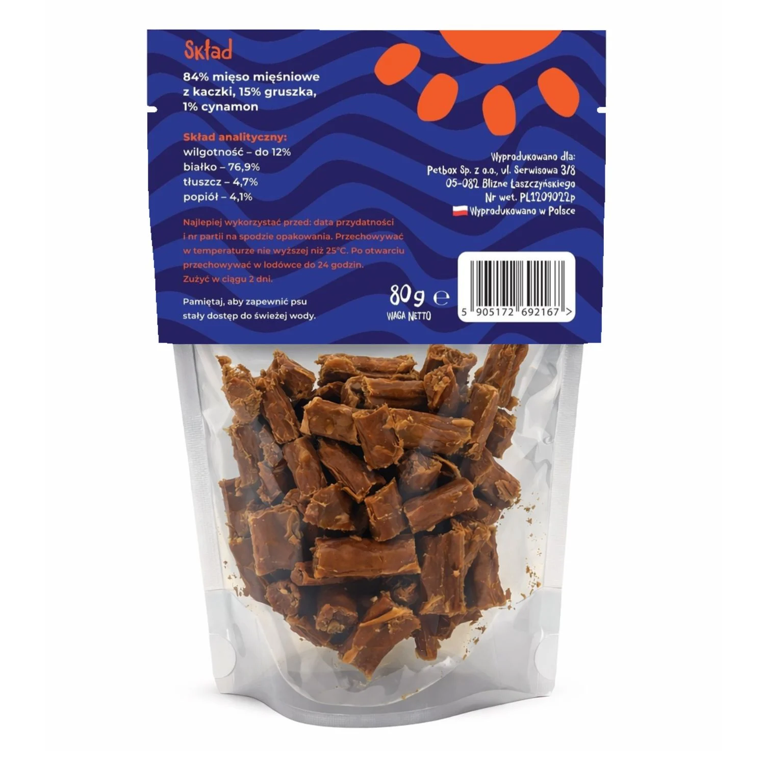Mr. Bro Mniamki Przysmaki dla psa z kaczki 80g- Air Dried - Image 2