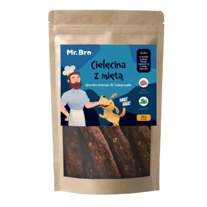 Mr. Bro Strips Cielęcina z Miętą 80g – Suszone Powietrzem