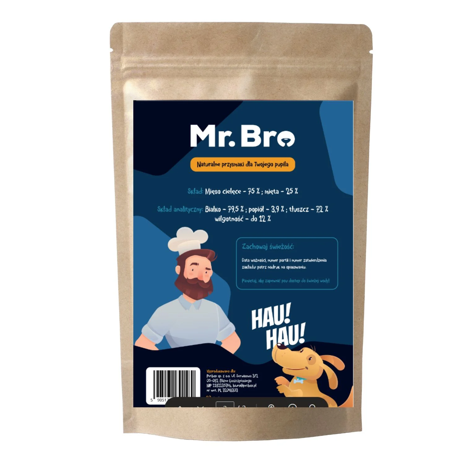 Mr. Bro Strips Cielęcina z Miętą 80g – Suszone Powietrzem - Image 2