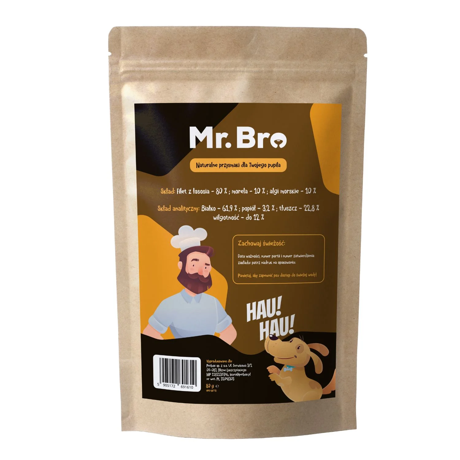 Mr. Bro Strips Łosoś z Morelą i Algami 80g – Suszone Powietrzem - Image 2
