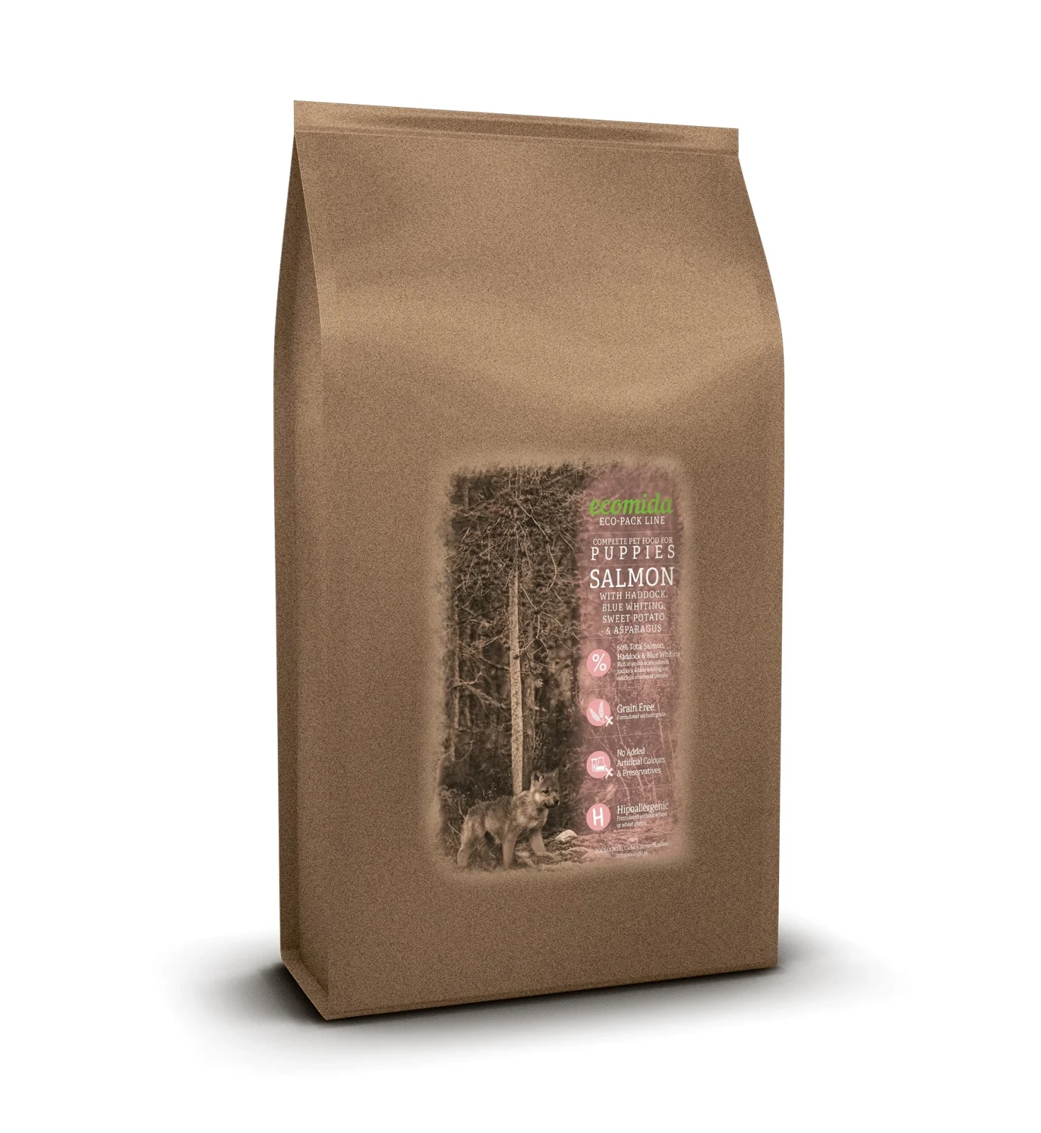 Ecomida -Monob. Hypo. Bez zbóż Łosoś 1 kg – szczenięta NA WAGĘ
