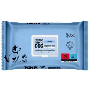Nawilżane chusteczki dla psa – LUBA my best friend DOG – do oczyszczania skóry i sierści – 60 szt.