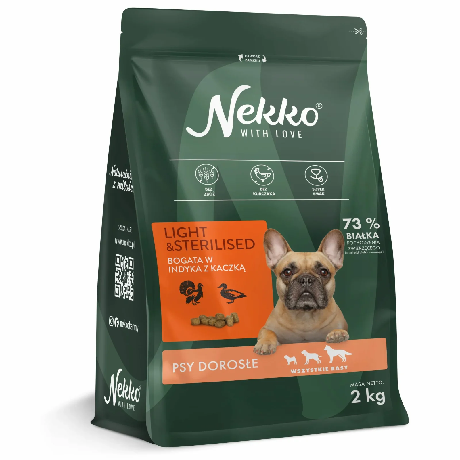 NEKKO Grain Free Adult Light&Sterilised Indyk z Kaczką 2kg