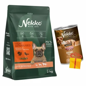 NEKKO Grain Free Adult Light&Sterilised Indyk z Kaczką 2kg + puszka gratis!
