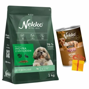 NEKKO Grain Free Adult Małe Rasy Indyk z Królikiem 2kg + puszka gratis!