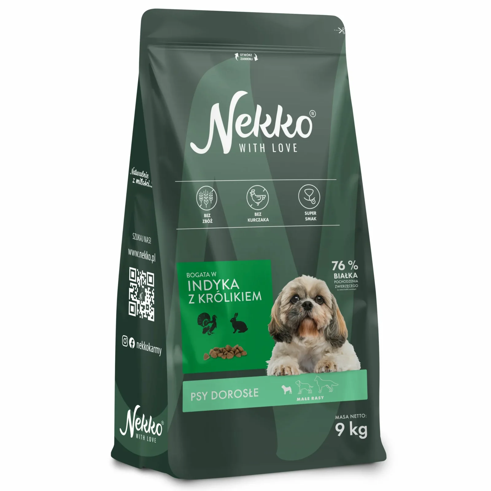 NEKKO Grain Free Adult Małe Rasy Indyk z Królikiem 9kg