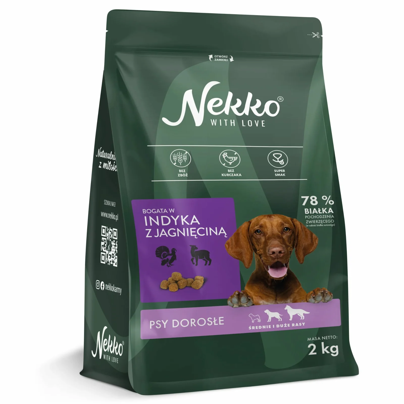 NEKKO Grain Free Adult Średnie i Duże Rasy Indyk z Jagnięciną 2kg