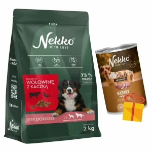 NEKKO Grain Free Adult Średnie i Duże Rasy Wołowina z Kaczką 2kg + puszka gratis!