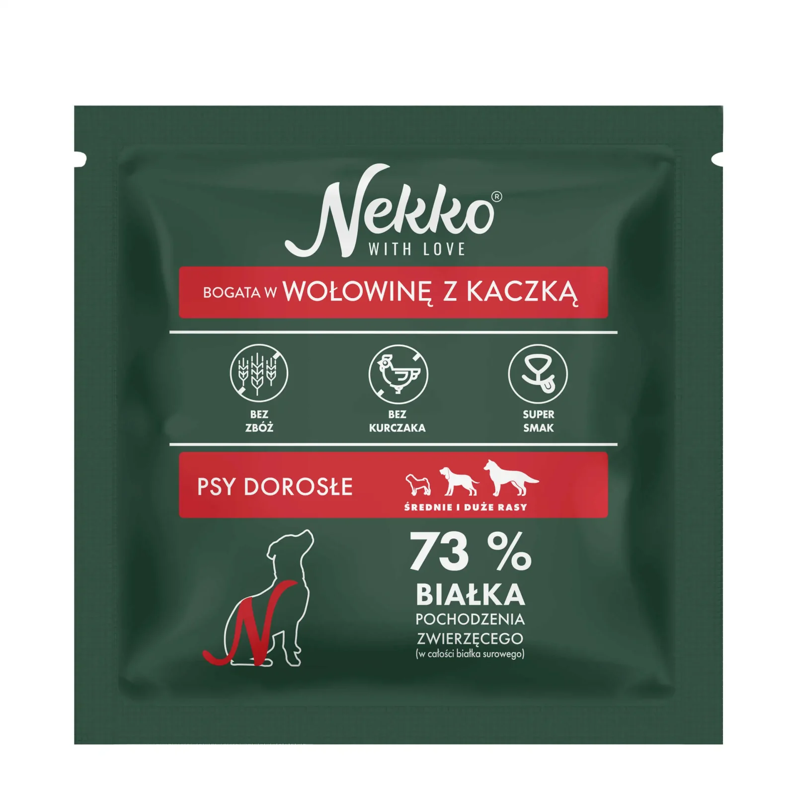 NEKKO Grain Free Adult Średnie i Duże Rasy Wołowina z Kaczką 70g