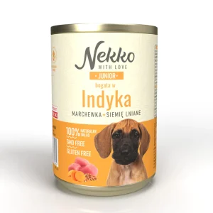 NEKKO pies Junior Indyk, marchewka, siemię lniane 400g