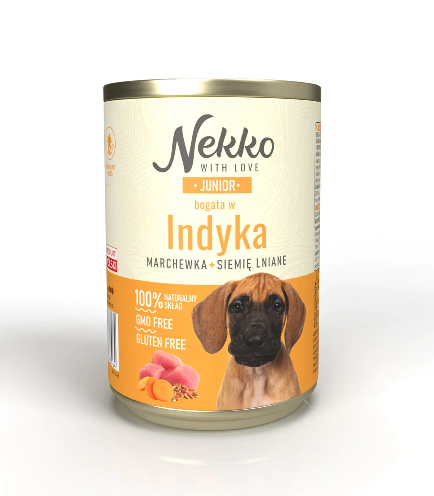 NEKKO pies Junior Indyk, marchewka, siemię lniane 400g