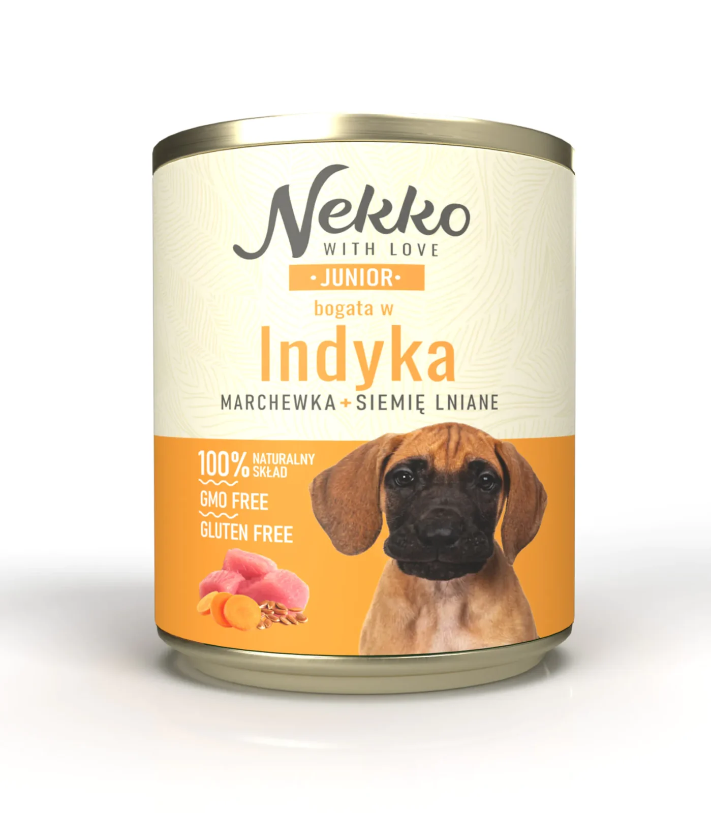 NEKKO pies Junior Indyk, marchewka, siemię lniane 800g