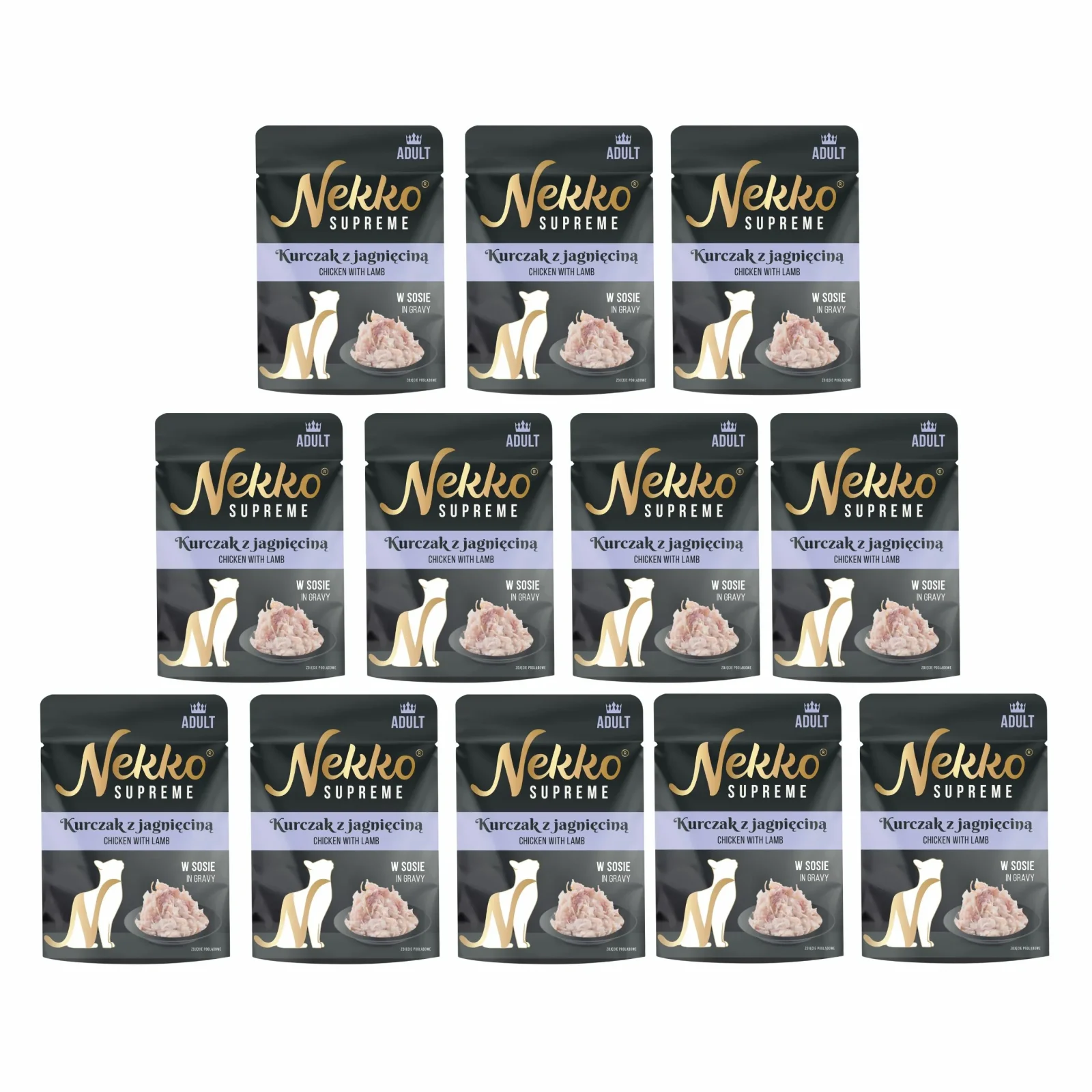 NEKKO SUPREME Adult Kurczak z Jagnięciną w sosie 12x70g