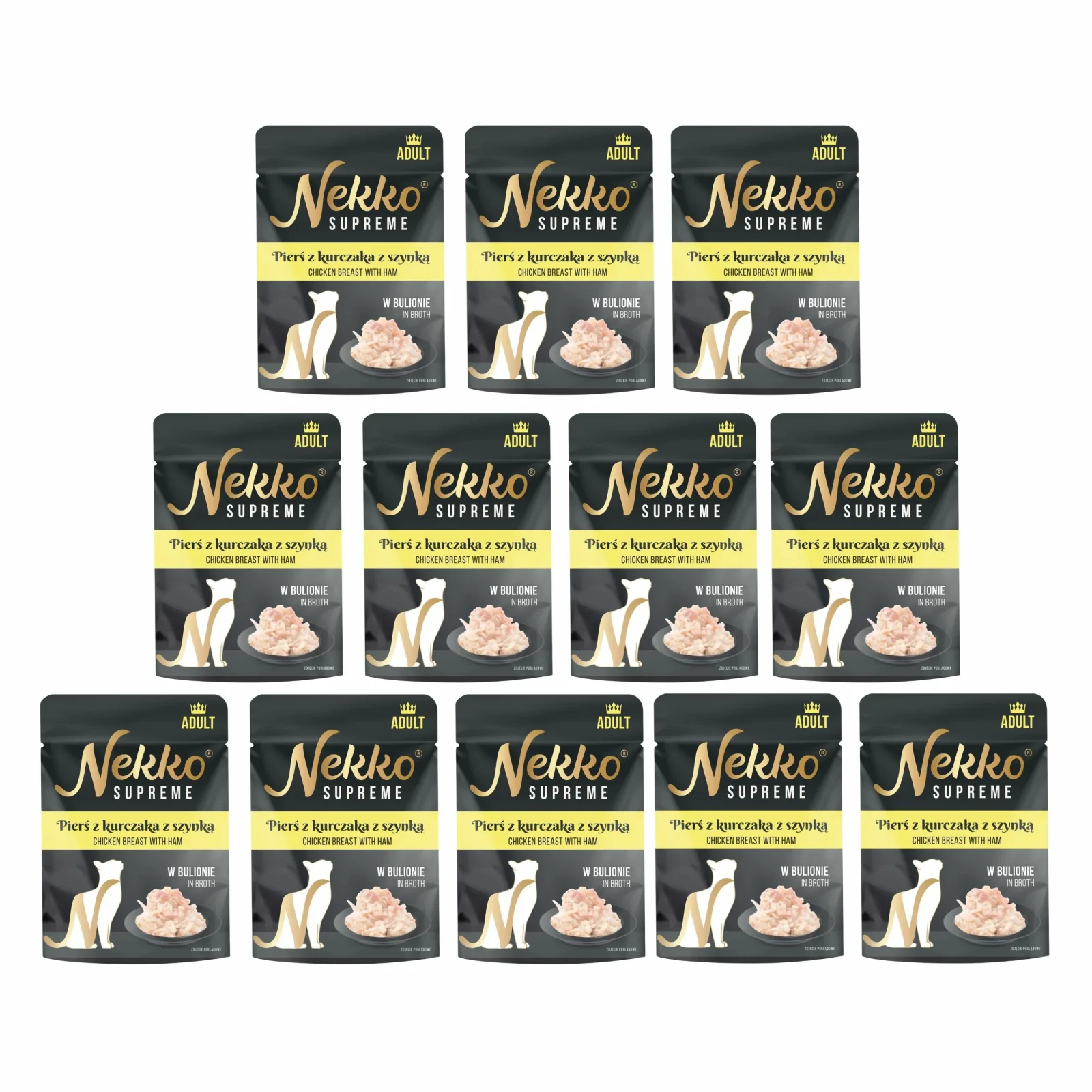 NEKKO SUPREME Adult Pierś z Kurczaka z Szynką w bulionie 12x70g